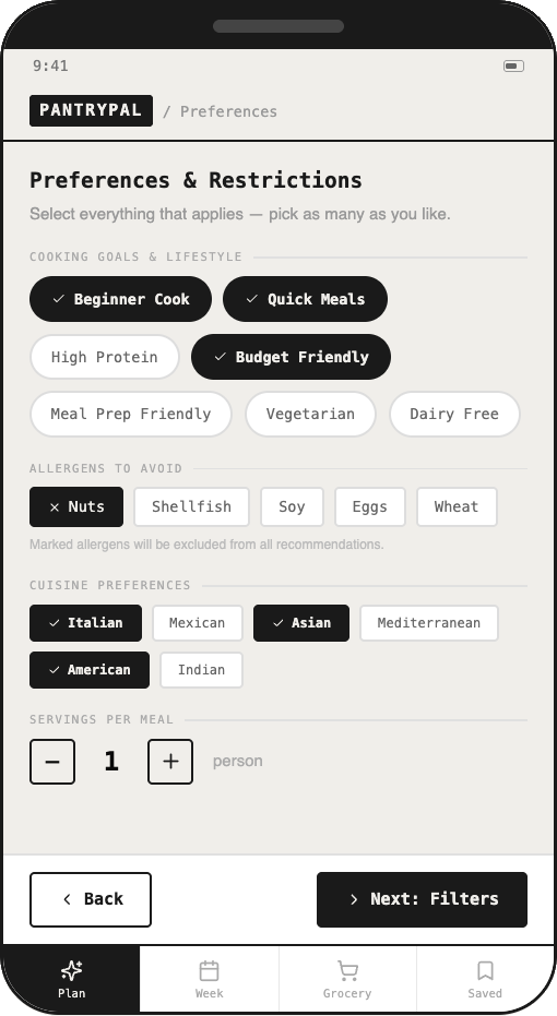 Preferences — V1 before changes