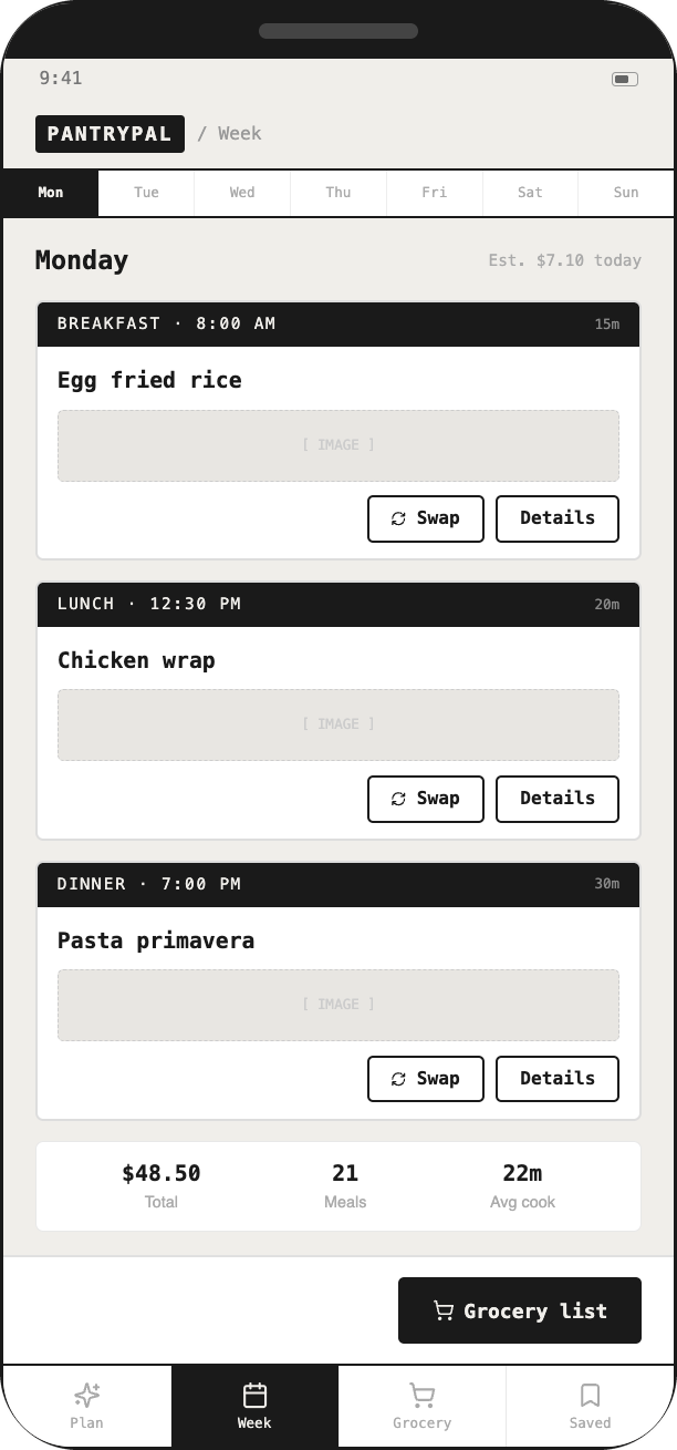 7. Weekly calendar