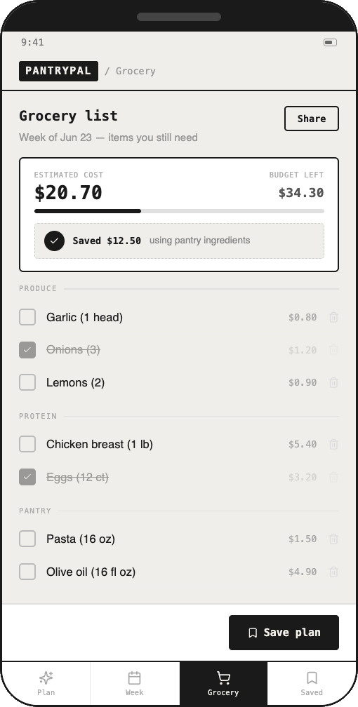 Savings label — V1 before changes