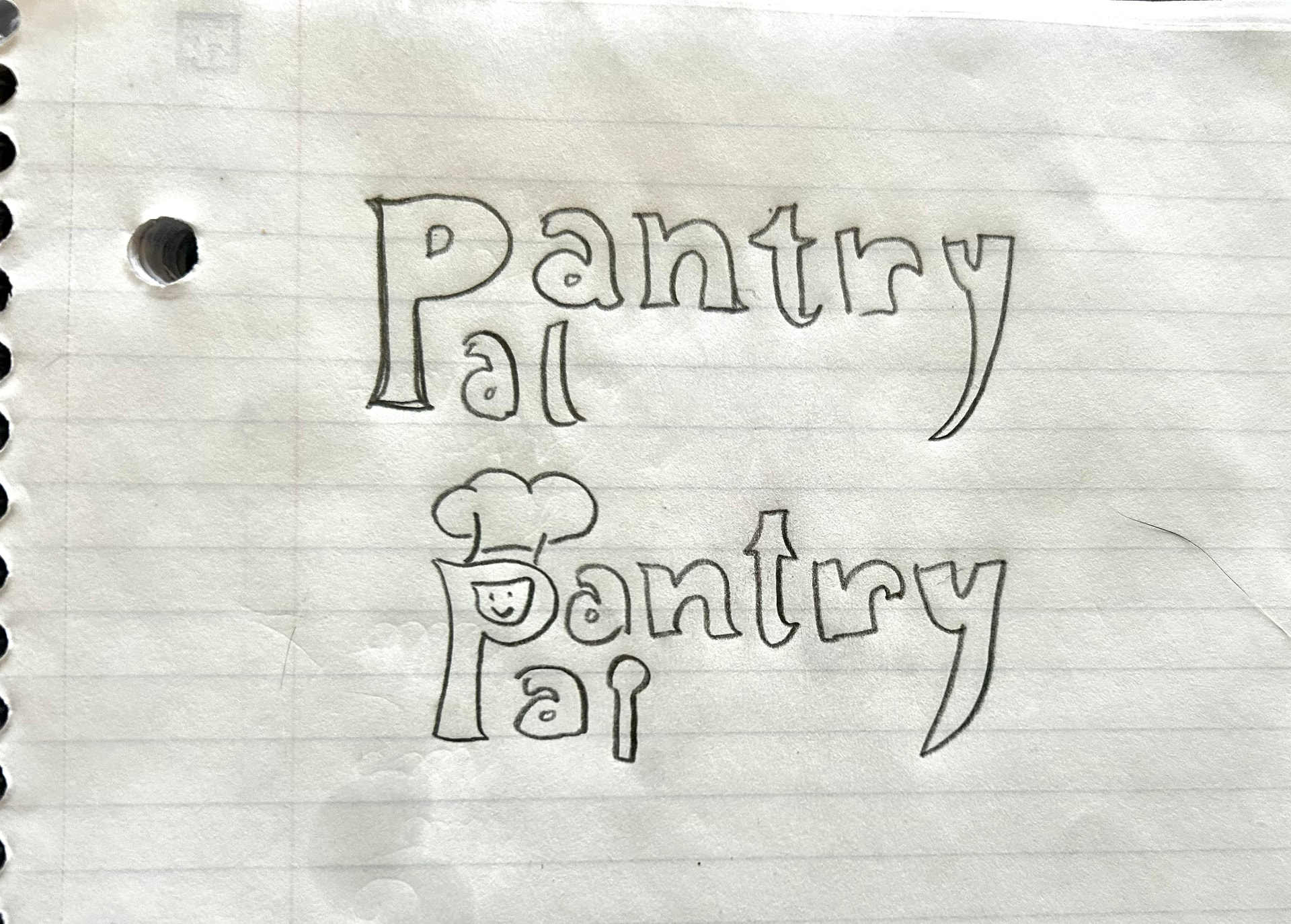 My original hand-drawn PantryPal logo explorations